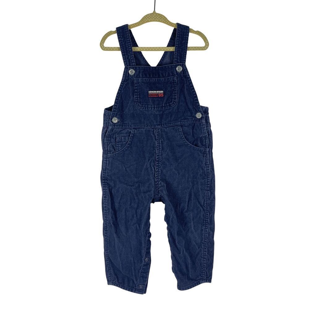 VTG Osh Kosh B'Gosh Navy Blue Corduroy Vestbak Bib Overalls Kids Size 24 Months